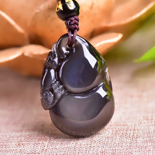 冰种彩虹眼黑曜石福禄貔貅葫芦衣食无忧貔貅项链男女礼物