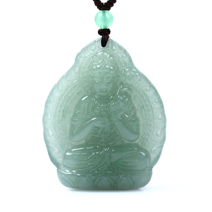 绿东陵玉生肖本命佛八大守护神大势至菩萨曼唯肖马佛谛坠