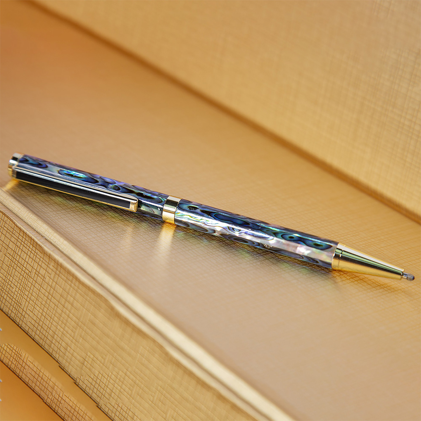 天然鲍鱼贝壳笔螺钿镶嵌贝雕圆珠笔贝母螺钿工艺品礼品装饰签字笔