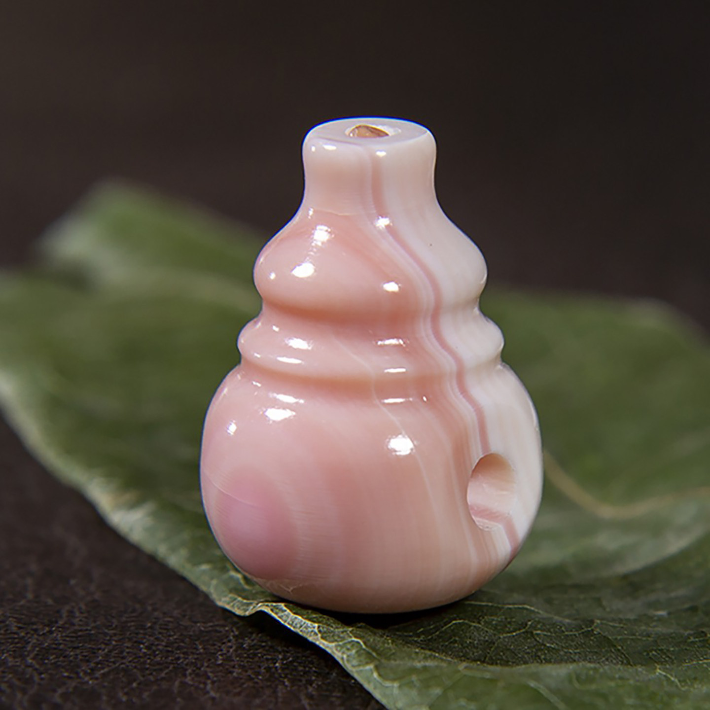 天然胭脂螺女王贝雕件DIY配饰一体三通串佛头奶嘴型水滴连体文玩