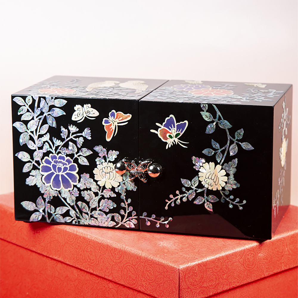 螺钿漆器实木收纳首饰盒珠宝高档
