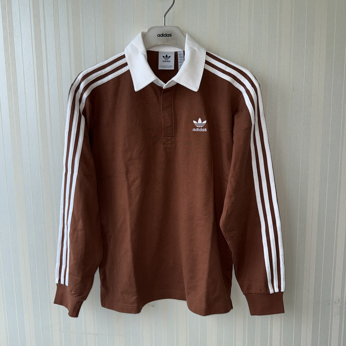 潮包背 现货 Adidas 三叶草男子运动休闲复古长袖Polo衫 IZ2469