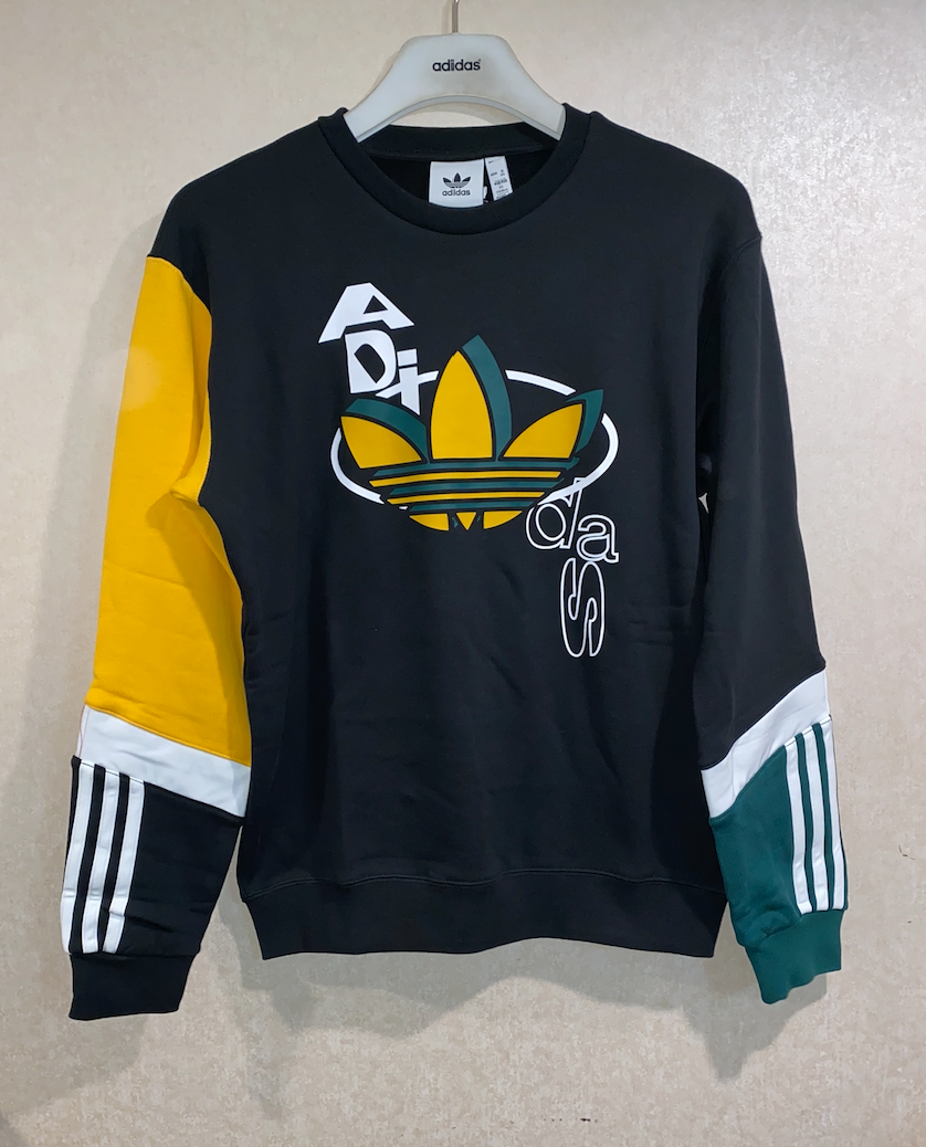 潮包背 现货 Adidas 三叶草 男款撞色运动休闲套头卫衣 GJ6749