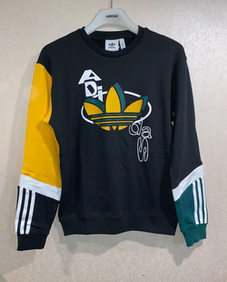 潮包背 现货 Adidas 三叶草 男款撞色运动休闲套头卫衣 GJ6749