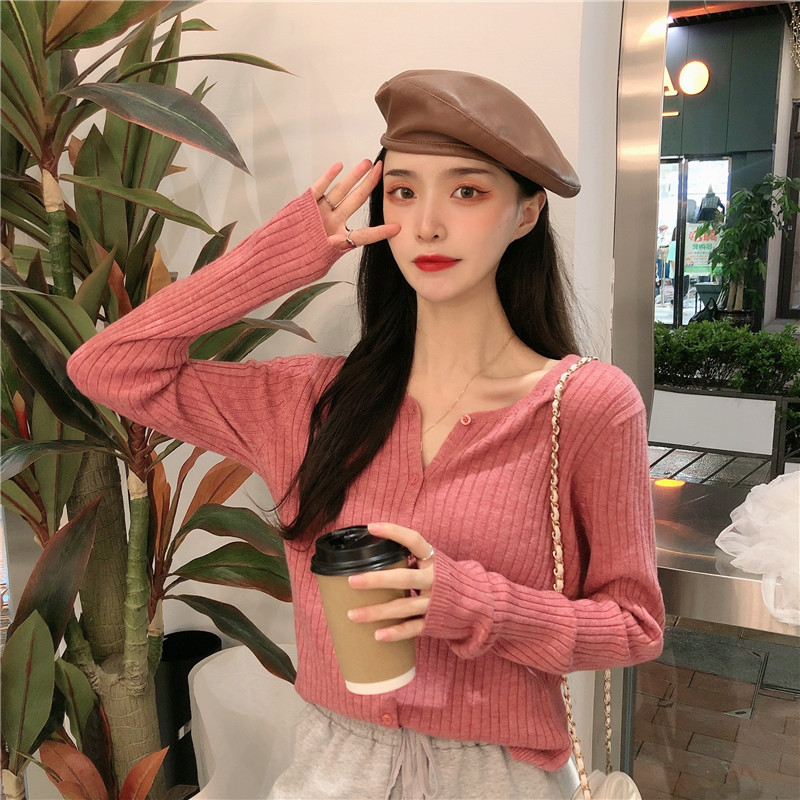 Real shot 2020 new knitwear cardigan women's autumn sweater small coat with long sleeves