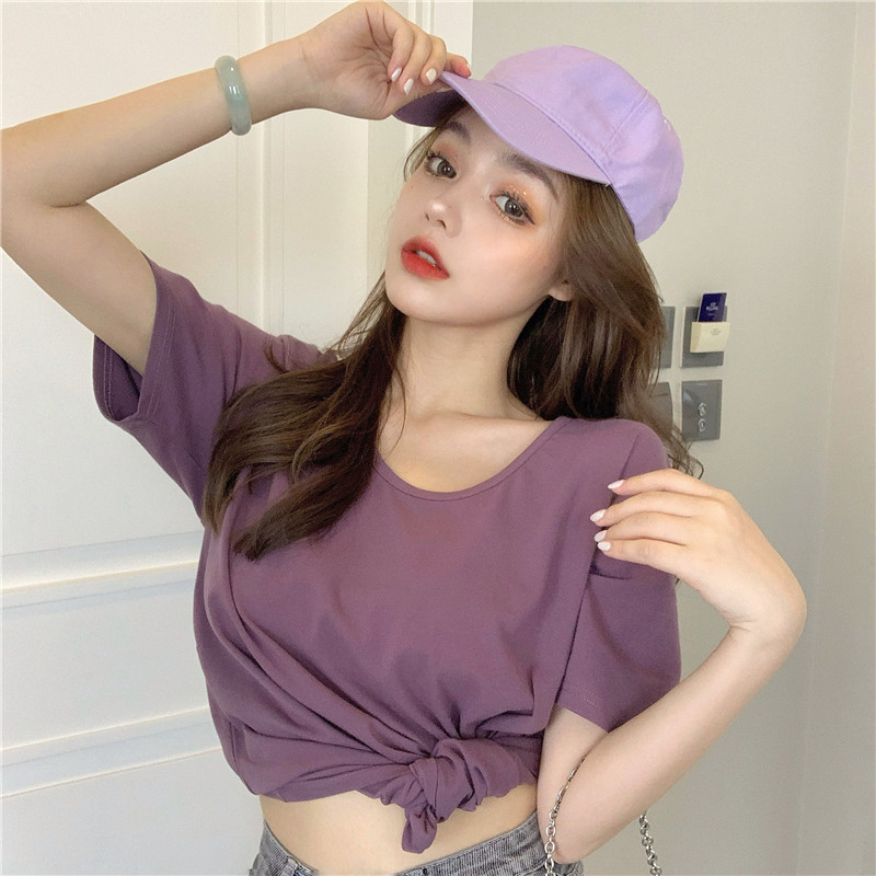 Real shot short sleeve T-shirt women's wear spring 2021 new Korean loose and versatile top