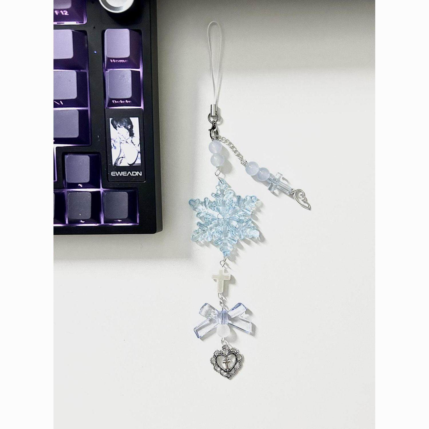【蓝色水色雪花】ccd挂绳手作串珠自制少女心ins手机链可爱咕挂件,服饰配件/皮带/帽子/围巾,钥匙扣,淘宝优惠券,粉丝福利购,淘宝优惠卷