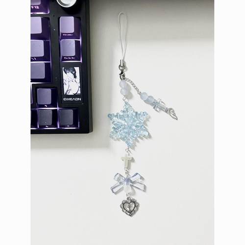 【蓝色水色雪花】ccd挂绳手作串珠自制少女心ins手机链可爱咕挂件
