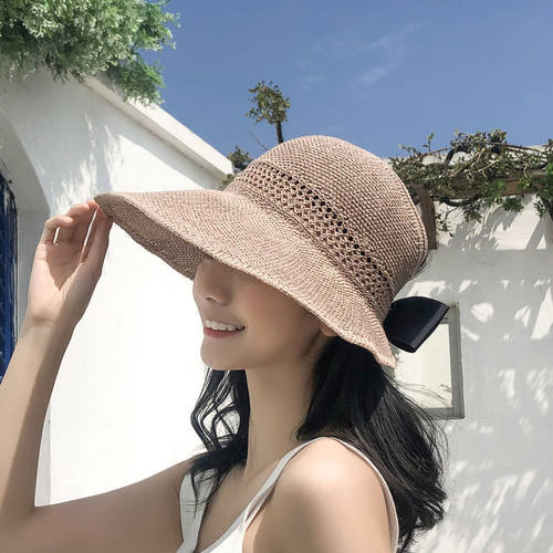 太阳帽女空顶帽卷卷遮大
