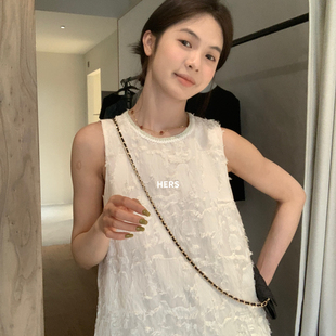 Hers 拼接设计连衣裙 夏上新简约气质精致小女人长款 无袖