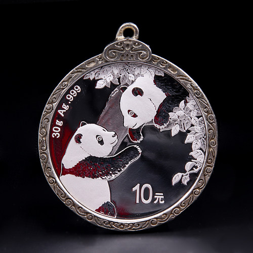 40mm纪念币外壳熊猫银币边框吊坠