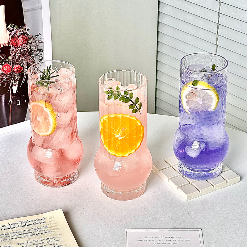 小众ins风玻璃杯高颜值啤酒杯香槟杯果汁杯创意冰美式拿铁咖啡杯