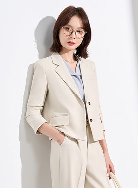 小个子西装外套长裤套装女