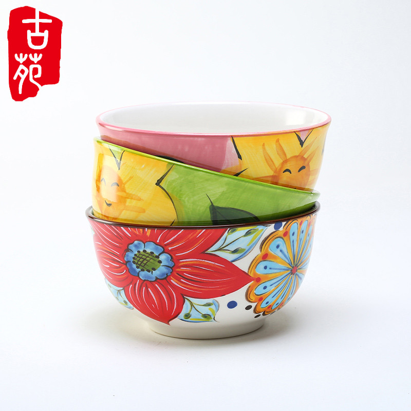 陶瓷釉下彩手绘可爱餐具 家用5英寸创意早餐稀饭小汤碗单个米饭碗在类目 餐饮具, 餐具, 碗中 - 来自Buy2taobao.com提供专业的淘宝代购服务