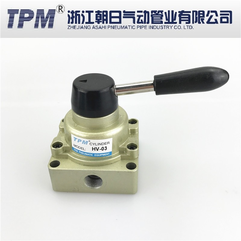 TPM朝日气动 电磁阀 手转阀HV02 03 04接口 三档四口