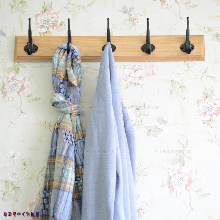 美式纯橡木墙上挂衣架