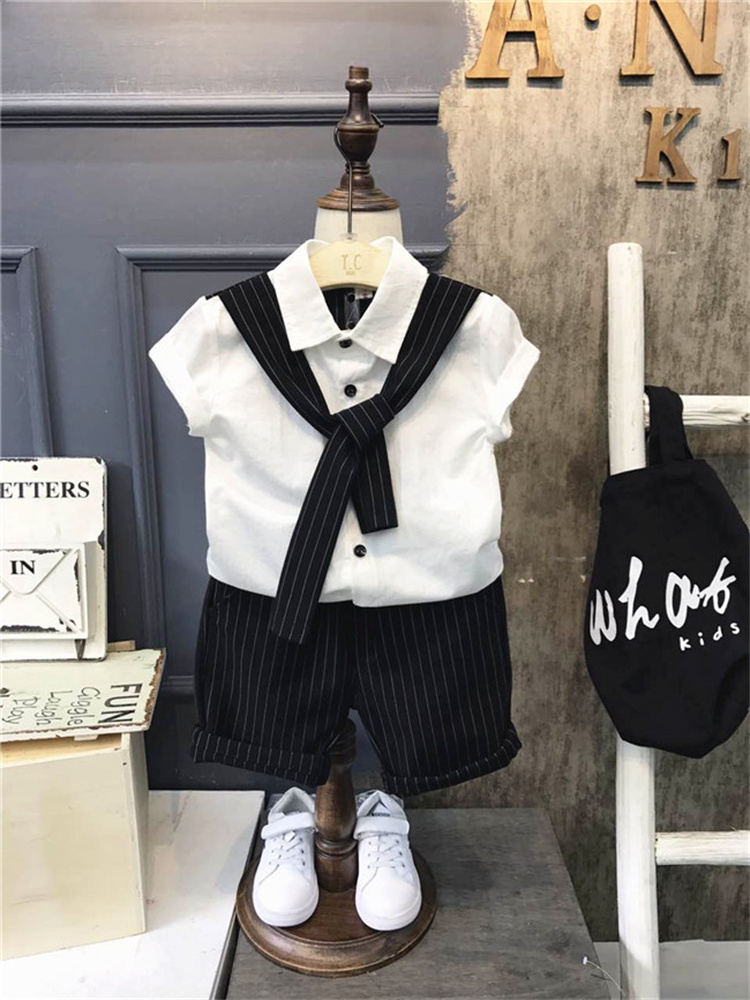 帅气梭织纯棉两件套夏季儿童衣服