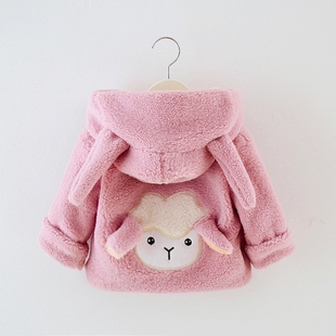 女童加绒外套秋冬装0-1-4岁宝宝洋气时髦泰迪羊羔绒长袖棉衣服潮2