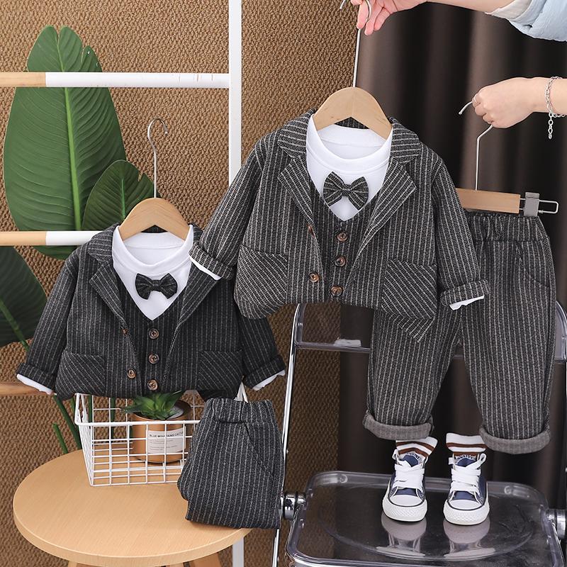 男童西装套装三件套秋冬英伦男孩儿童礼服儿童帅气西服2025新款