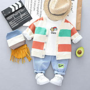 男宝宝春秋季 新款 帅气0 4岁小孩衣服婴幼儿童装 洋气潮5 套装