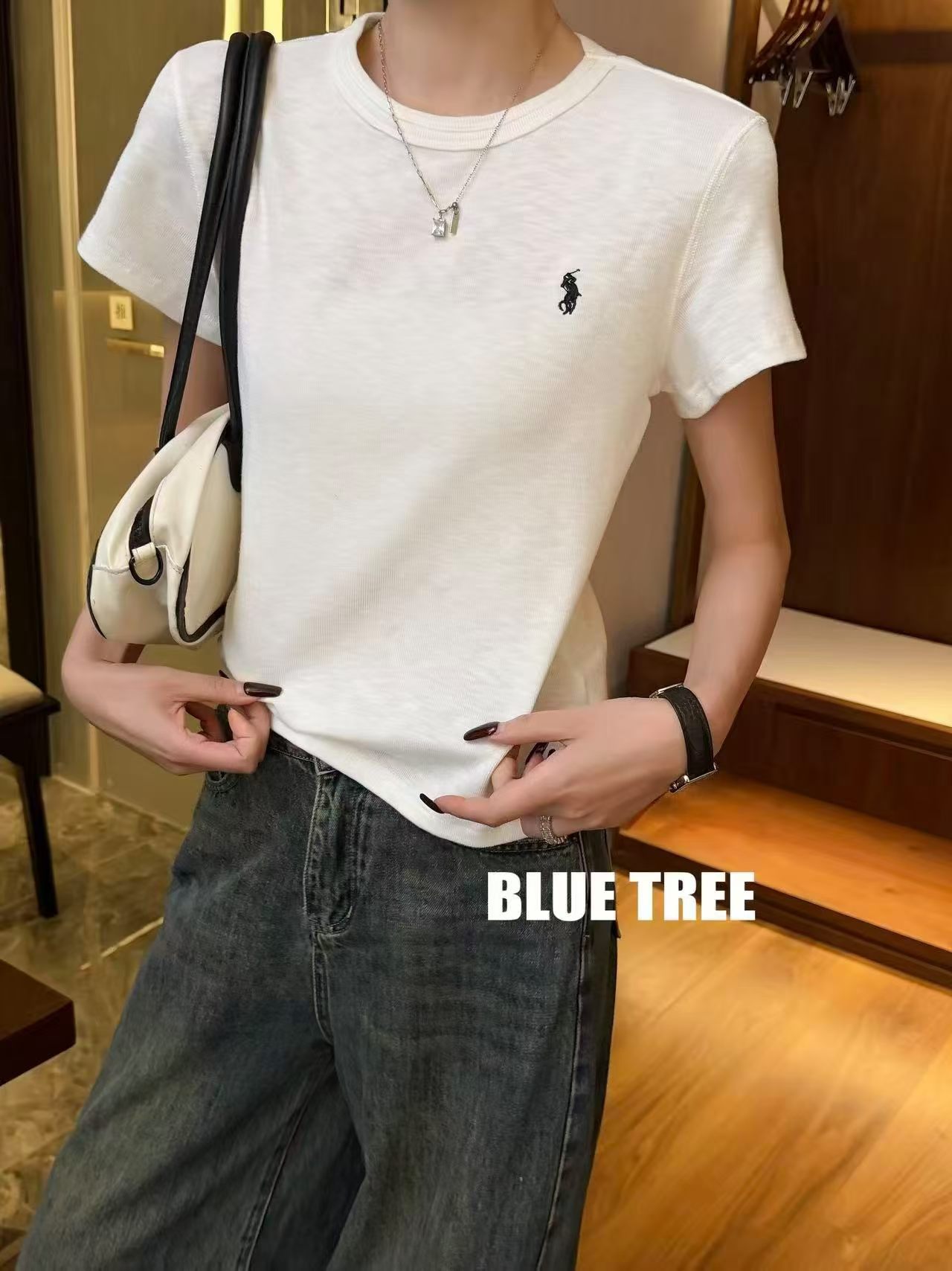 BLUETREE正品2026秋季新款韩版百搭纯色T恤上衣女短袖修身打底衫