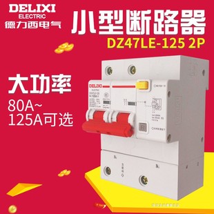 125A 大功率漏电保护器 100A 125 DZ47LE 家用总开关 德力西