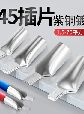 C45鸭嘴鼻铜鼻子铜接头6/10/16/25平方插针接线端子紫铜插片线耳