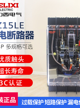 德力西透明漏电保护器100A漏电开关DZ15LE-100/4901塑壳断路器63A
