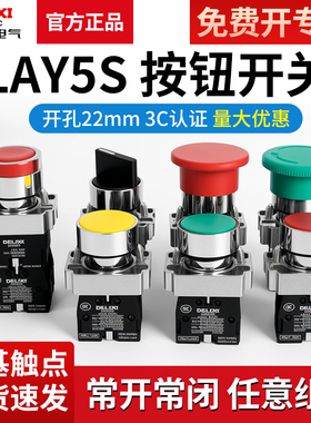 德力西LAY5-BA31 BA42平钮自复位BA45红BA35绿LAY5S金属按钮开关
