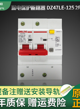 德力西空开带漏电保护DZ47LE-125A家用100安2P空气开关断路器漏保