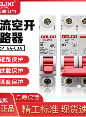 德力西直流空开DZ47SZ电瓶车空气开关 电动车用断路器1P2P 32A63A