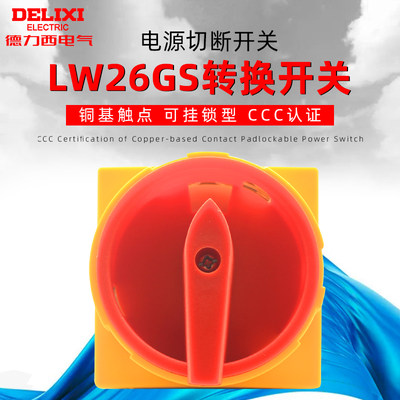 。德力西20A万能转换开关LW26GS-20/04M2 挂锁型电源切断转换2档