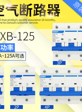 正泰NXB-125空气开关1P2P3P4P大电流大功率断路器63A80A100A125A
