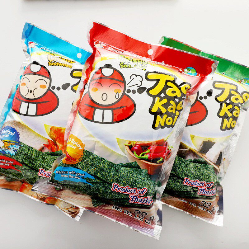 泰国进口老板仔番茄香辣海鲜味烤海苔片即食薄脆紫菜网红休闲零食
