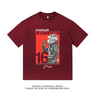 宽松休闲夏 上衣服男装 F1法拉车队夏尔勒克莱尔16号纯棉短袖 T恤衫