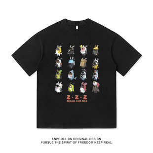 绝区零游戏周边短袖T恤安比妮可比利男女邦布印花美式重磅纯棉夏