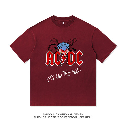 ACDC摇滚音乐复古印花纯棉短袖T恤衫上衣服男装宽松休闲穿搭半袖
