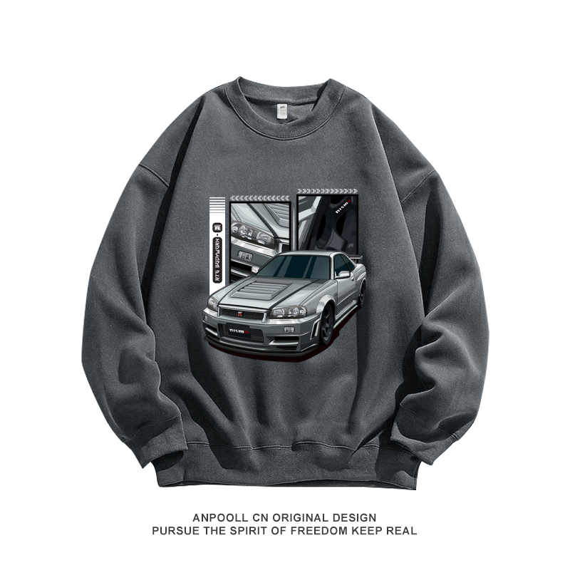 日产尼桑GTR32改装文化NISMO纯棉JDM圆领卫衣服长袖T恤衫男装宽松