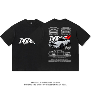 道奇挑战者SRT地狱猫美式 纯棉短袖 T恤休闲男装 宽松 大V8肌肉车改装