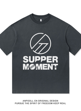 supper moment乐队复古印花美式重磅纯棉短袖T恤夏季男装宽松休闲