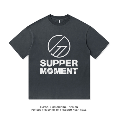 supper moment乐队复古印花美式重磅纯棉短袖T恤夏季男装宽松休闲