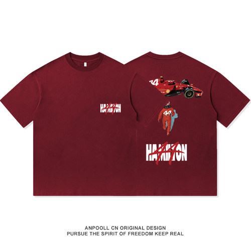 F1法拉利车队刘易斯汉密尔顿阿基拉联动纯棉短袖T恤衫男装宽松女