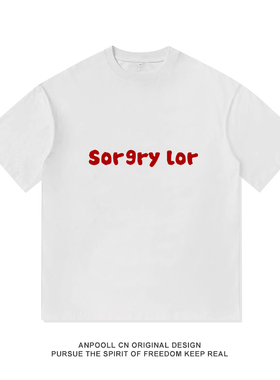 粤语广东文化Sor9ry lor小众设计感纯棉短袖T恤衫上衣服男女休闲