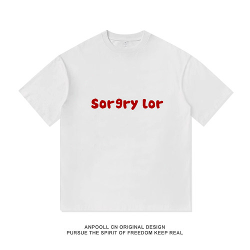 粤语广东文化Sor9ry lor小众设计感纯棉短袖T恤衫上衣服男女休闲