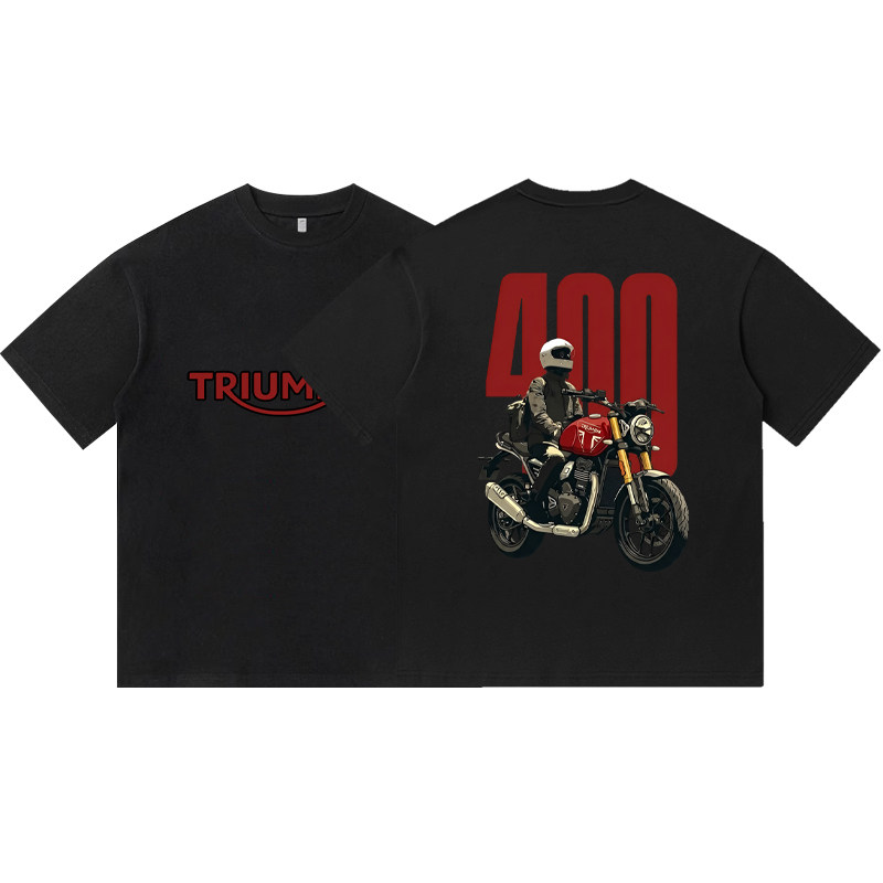 凯旋400攀爬摩托车机车改装文化骑士装备复古印花纯棉短袖T恤男装