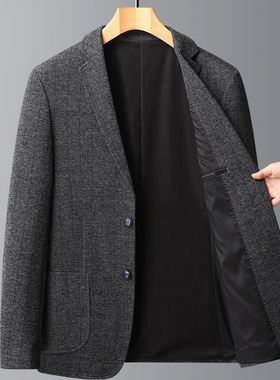 2022商务休闲西装春秋季新款单西羊毛竖条修身西服外套LL82338