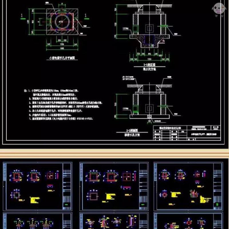 小型电缆手孔井(砖砌)cad图纸,弱电手孔井电气图纸,人孔井合集