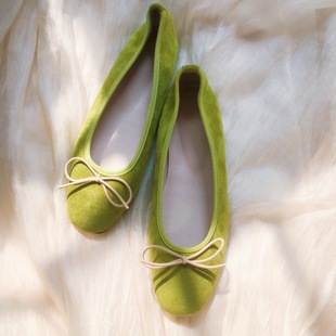 芭蕾舞鞋 橘里 方头平底鞋 多巴胺绿色新中式 智熏晚风仙女 禅意清冷