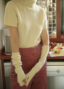 是瑞秋呀 有袖 90年代 绞花高领短袖 套含羊绒毛衣 怀旧米 老友记