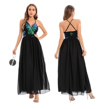 Summer Sexy Long  Dress Chiffon Sequin Sleeveless Dresses